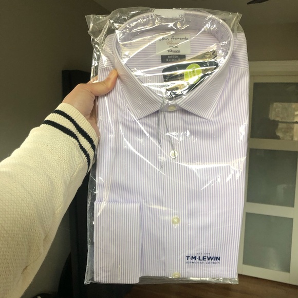 Purple Stripe Non-Iron TM Lewin Fitted 16/35 - Picture 1 of 4